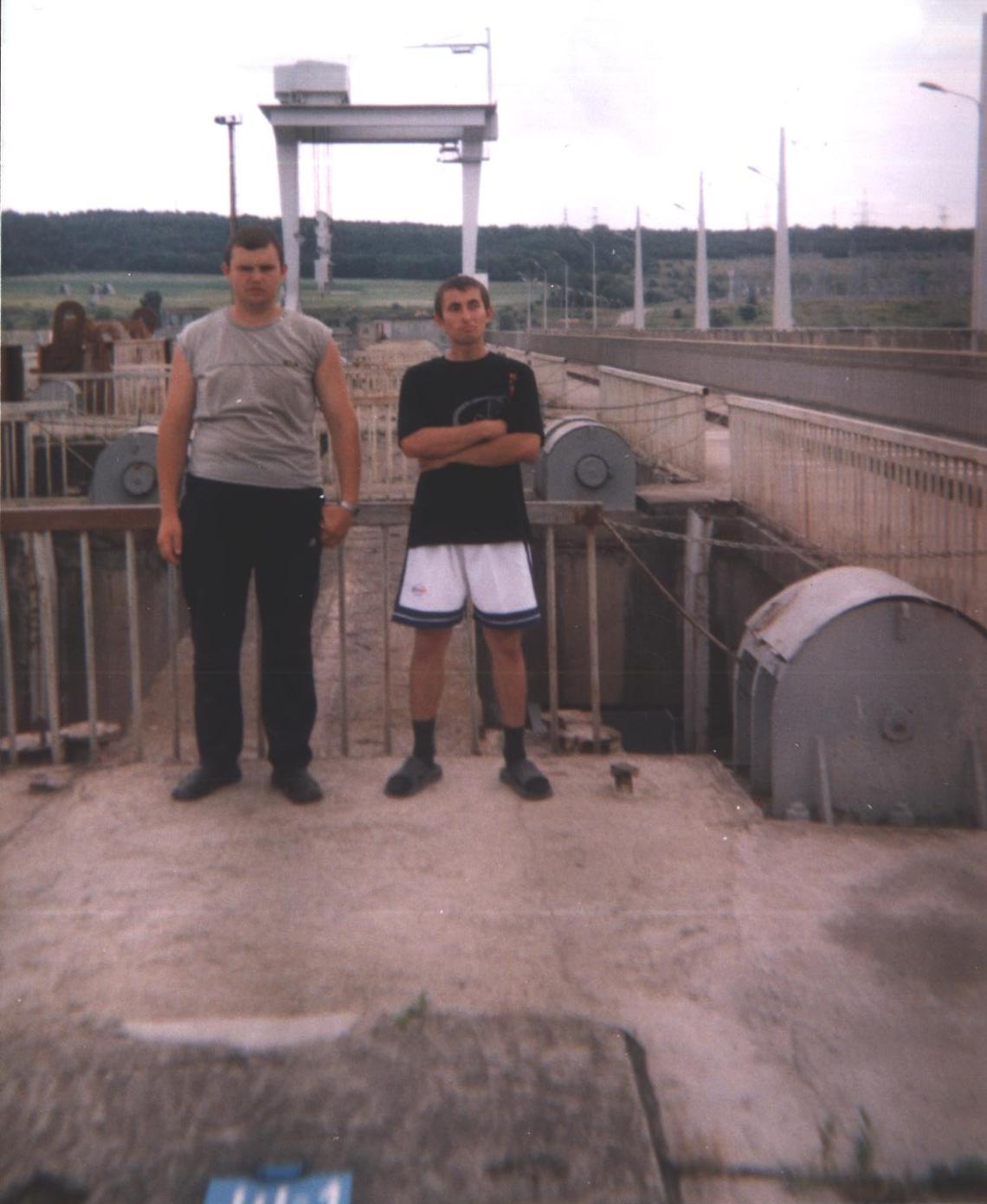 My friend and i in front of the Dniester hydro power plant